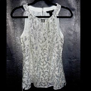 White House Black Market SILK Tank Top Blouse Size S NWOT White w Silver Accents